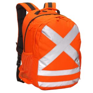 caribee reflective safety and hydration backpack for work, hunting, motorcycle and construction in high visibility orange for men and women