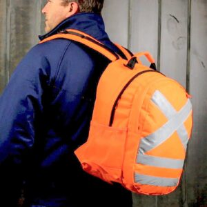 Caribee Reflective Safety and Hydration Backpack for Work, Hunting, Motorcycle and Construction in High Visibility Orange for Men and Women