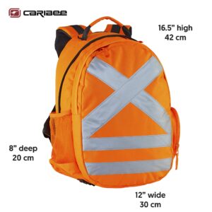 Caribee Reflective Safety and Hydration Backpack for Work, Hunting, Motorcycle and Construction in High Visibility Orange for Men and Women