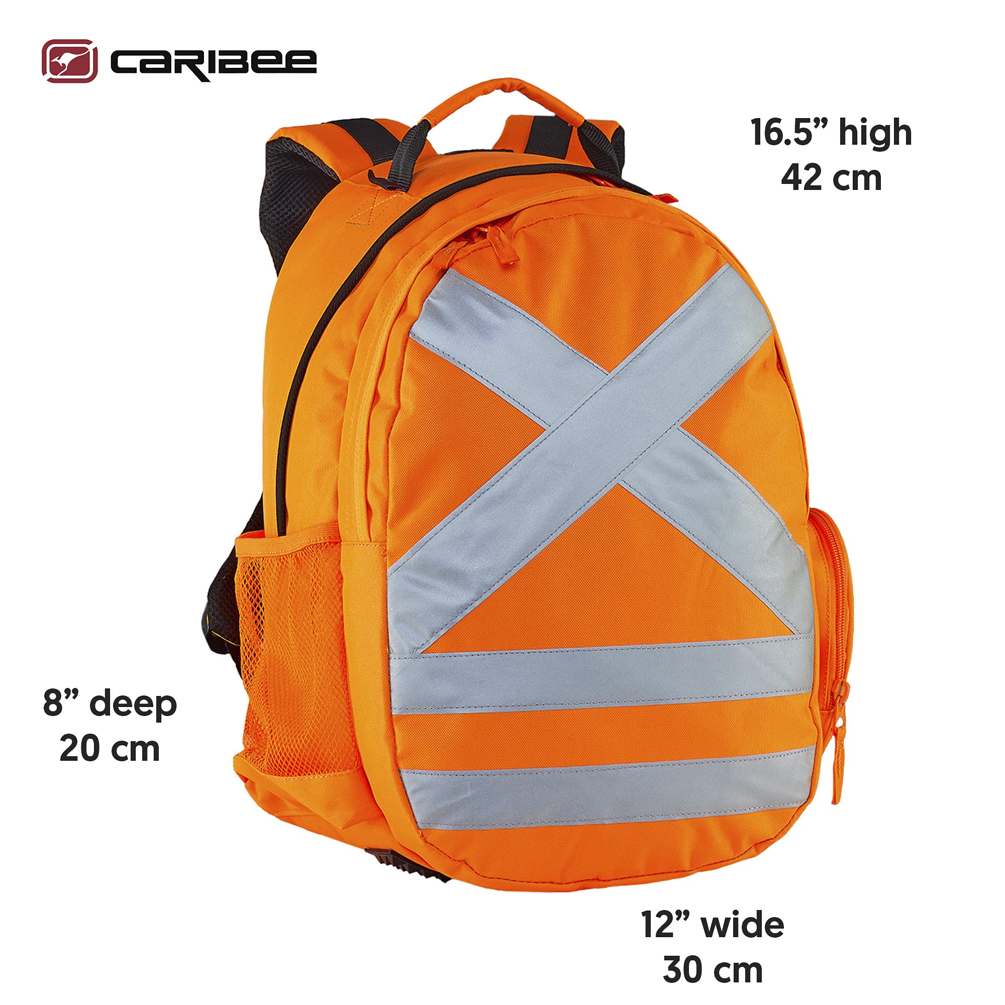 Caribee Reflective Safety and Hydration Backpack for Work, Hunting, Motorcycle and Construction in High Visibility Orange for Men and Women