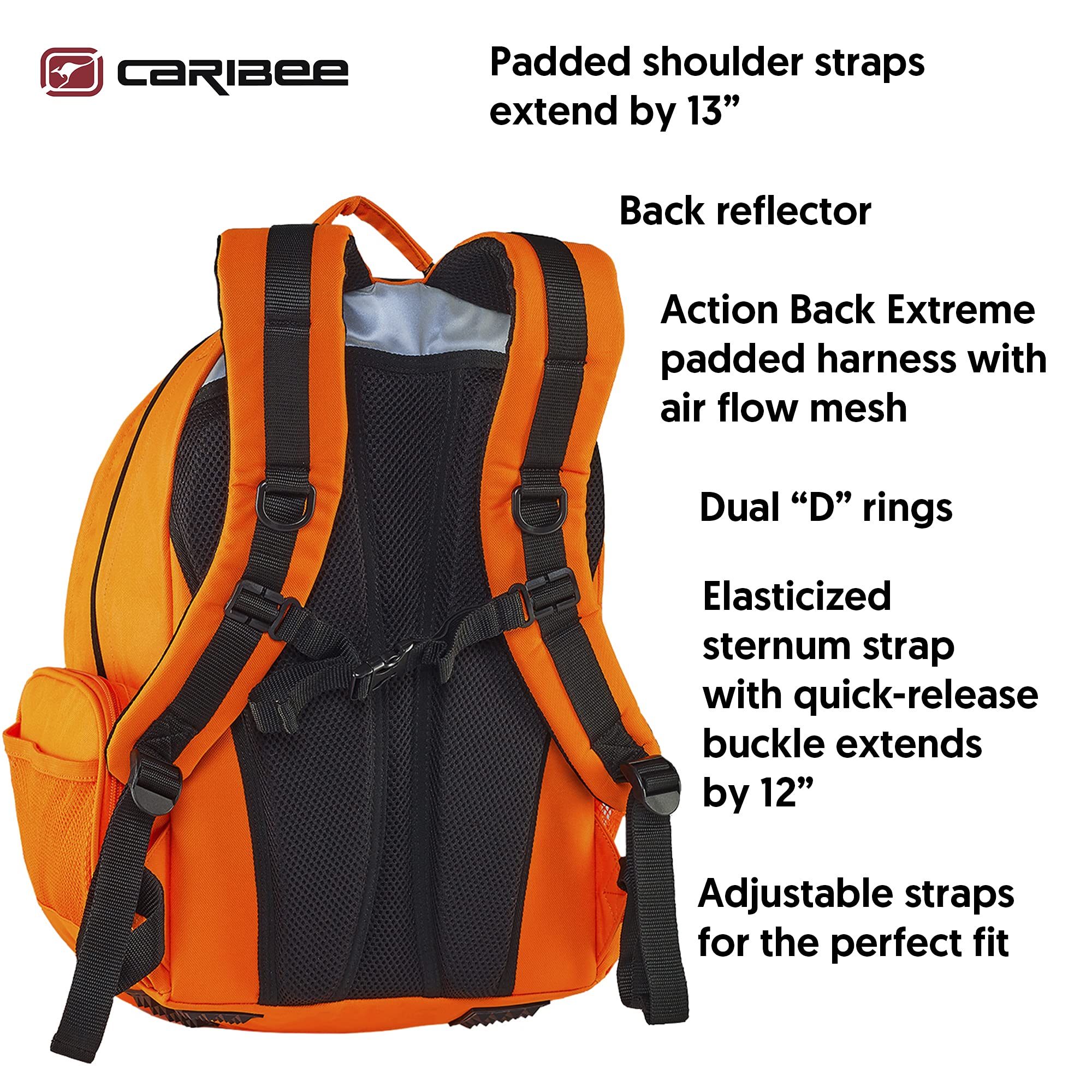 Caribee Reflective Safety and Hydration Backpack for Work, Hunting, Motorcycle and Construction in High Visibility Orange for Men and Women