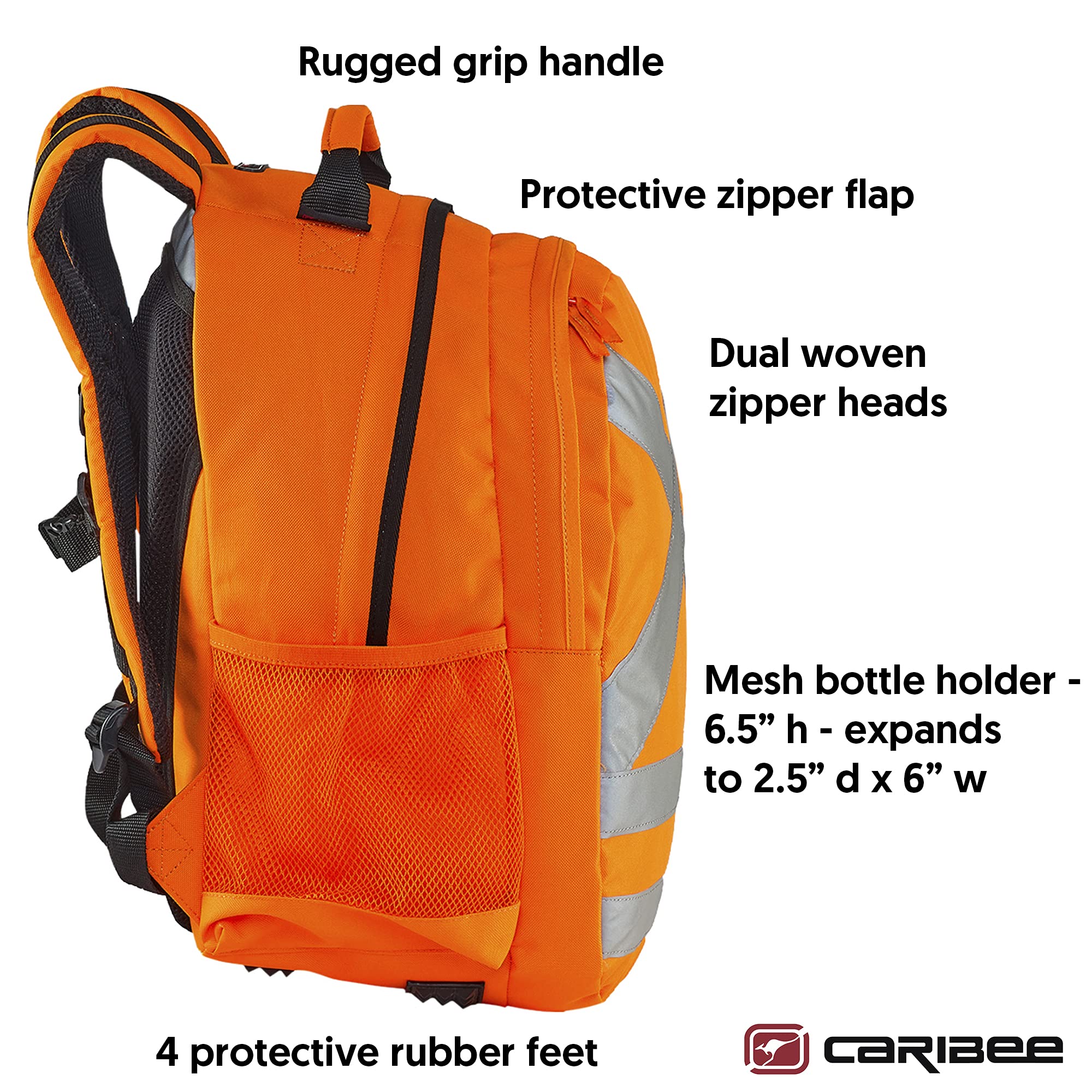 Caribee Reflective Safety and Hydration Backpack for Work, Hunting, Motorcycle and Construction in High Visibility Orange for Men and Women