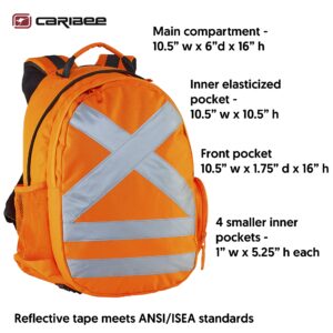 Caribee Reflective Safety and Hydration Backpack for Work, Hunting, Motorcycle and Construction in High Visibility Orange for Men and Women