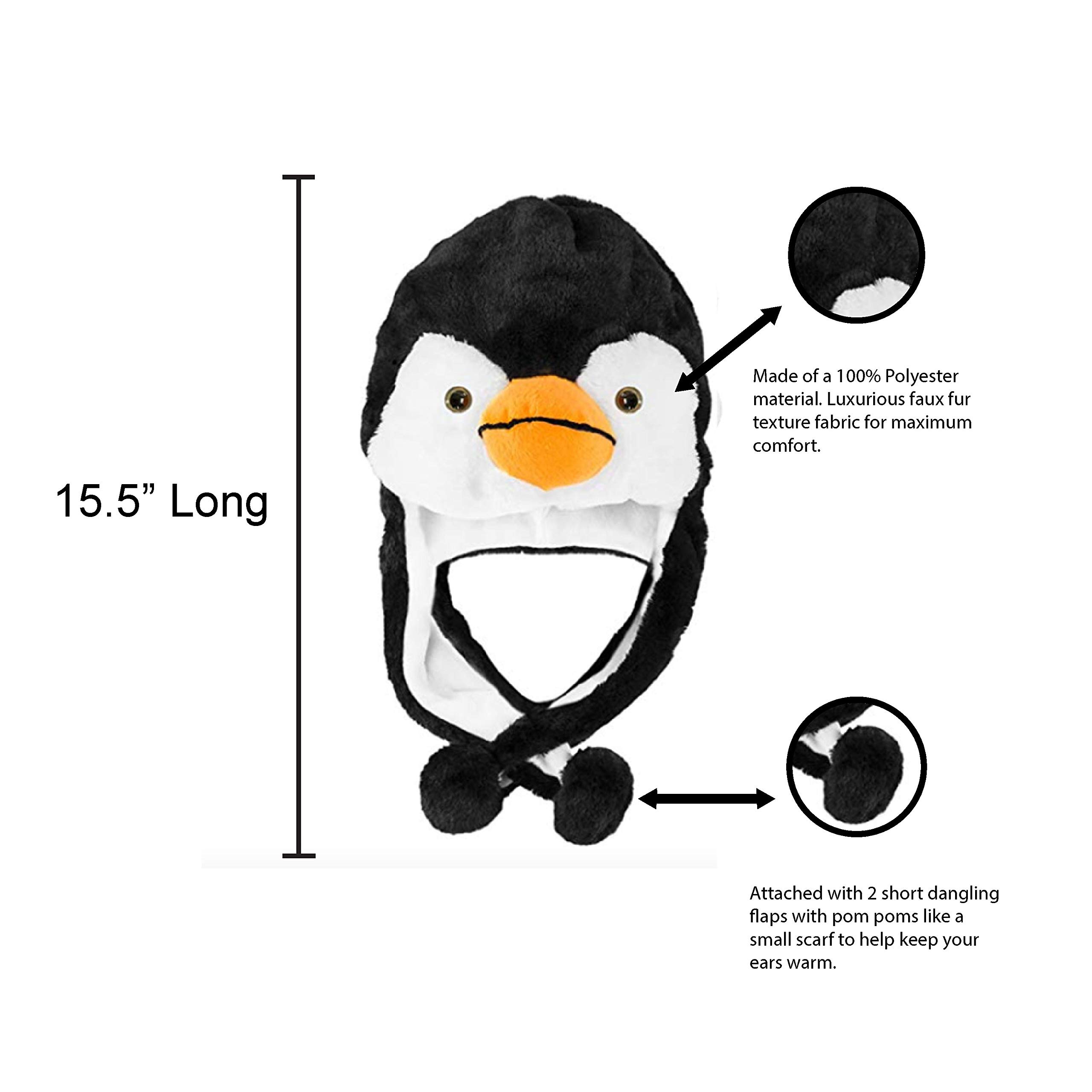 Super Z Outlet Penguin Plush Animal Winter Ski Hat Beanie Aviator Style Winter (Short) Black/White