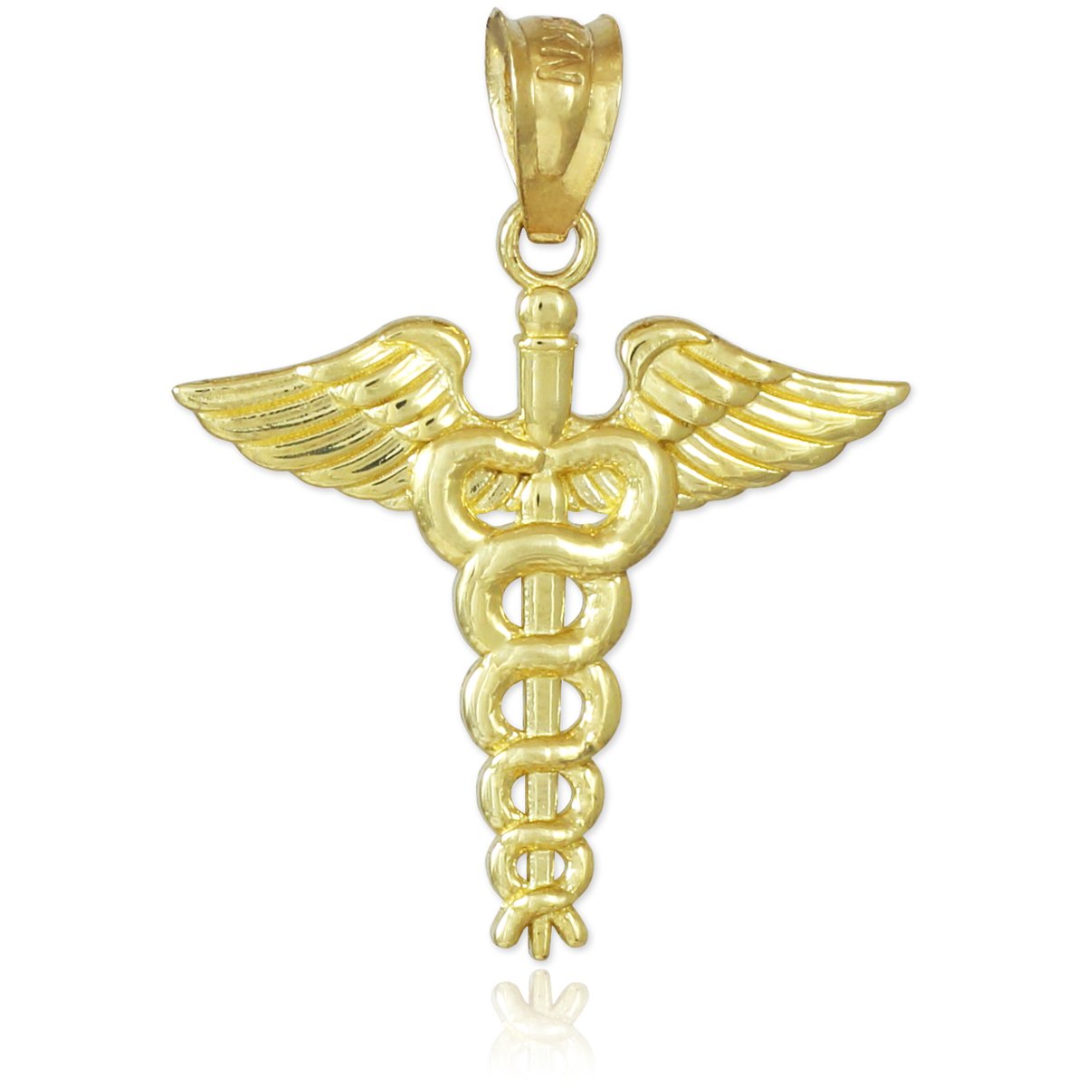 10k Gold Caduceus Charm Pendant