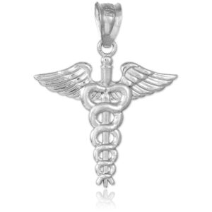 925 sterling silver caduceus charm pendant