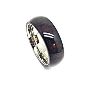 Tungsten Jeweler Free Shipping 6mm Titanium With Pure Hawaiian Dark Koa Wood Domed Top Wedding Band Ring ForMen Or Ladies