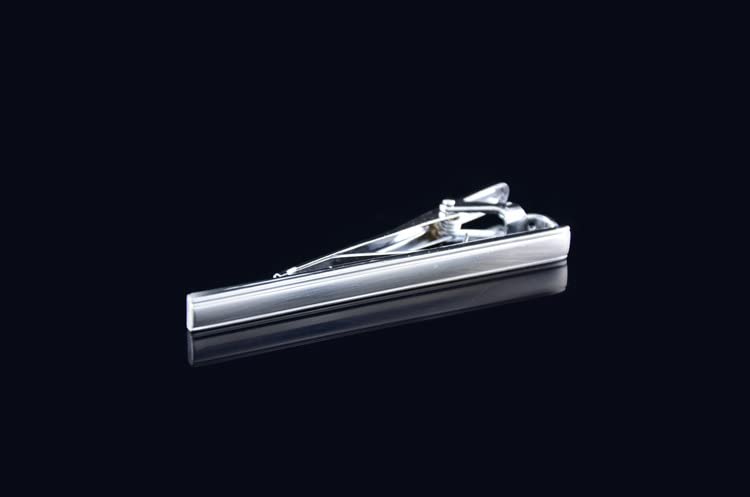 Men Metal Silver Tone Simple Necktie Tie Bar Clasp Clip (Sliver)