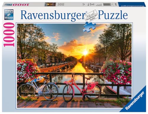 Ravensburger Bicycles in Amsterdam 1000 Piece Jigsaw Puzzle | Premium Quality | Unique Pieces | Softclick Technology | Ideal for Adults