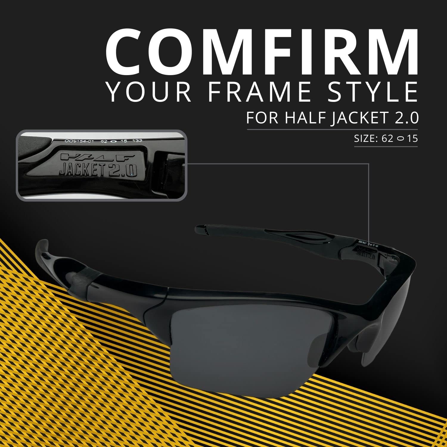 Dynamix Polarized Replacement Lenses for Oakley Half Jacket 2.0 XL | Easy To Install | Fit Perfectly | Solid Black