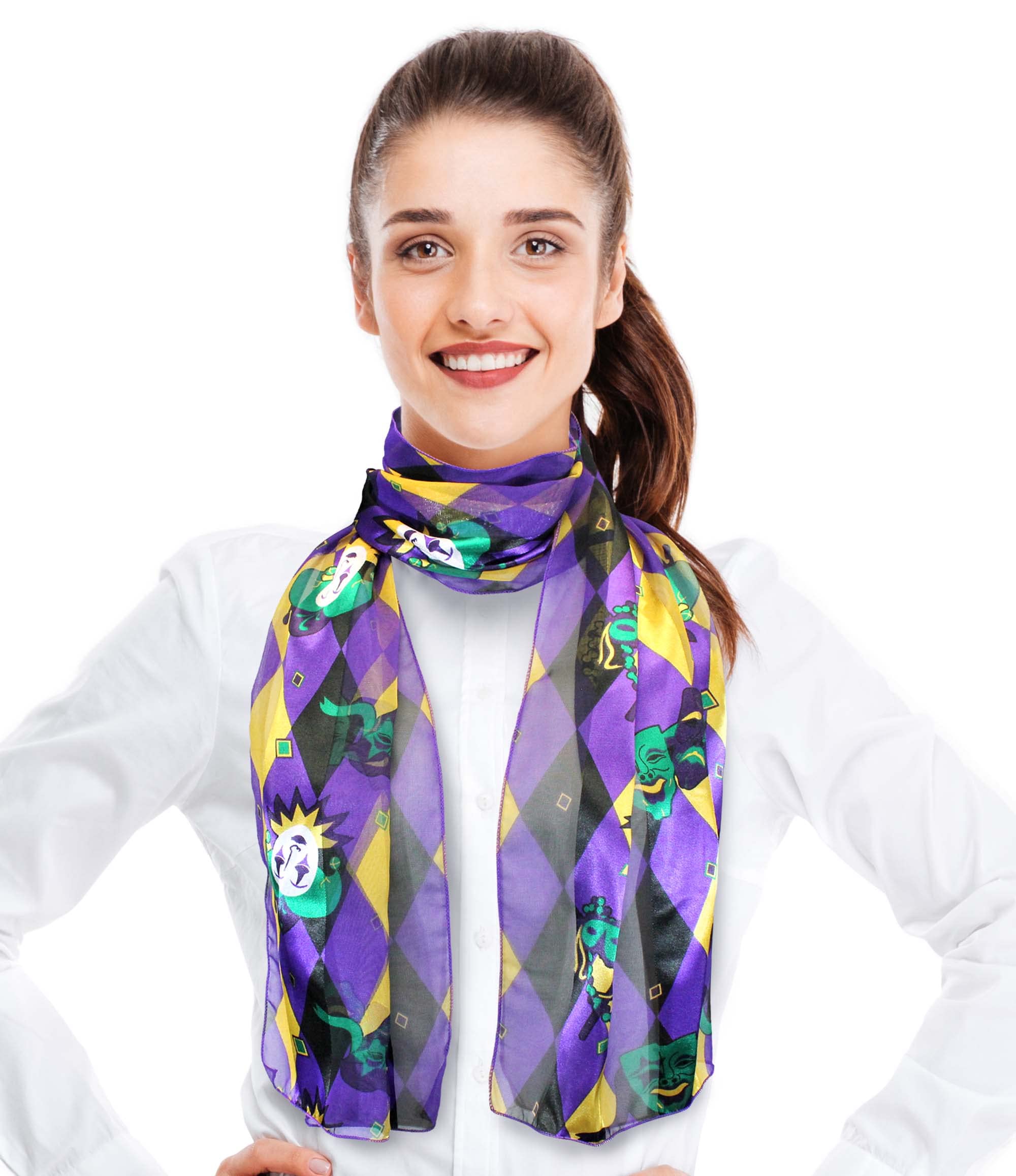 CBC Crown Mardi Gras Scarf Fleur De Lis (Mardi Gras Purple)