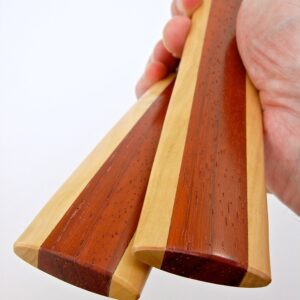 Pea Patch Minstrel-style Laminated "Duo-tone" Boxwood-Padauk Bones, wide