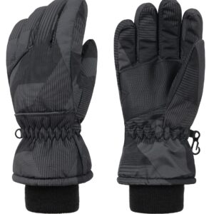 Simplicity Kids Boys Thinsulate Lined Waterproof Ski Winter Gloves, Black, L(10-12 Years)