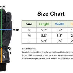 Simplicity Kids Boys Thinsulate Lined Waterproof Ski Winter Gloves, Black, L(10-12 Years)