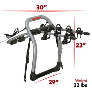 Yakima HalfBack 3 Bike Capacity Trunk Bike Strap Rack with 4 Strap Attachment, SuperCrush ZipStrips, and Bomber External Frame, Gray/Black