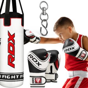 RDX Kids Punching Bag 2FT with Punch Gloves, Heavy Filled Boxing Set, Non Tear Maya Hide Leather Junior Hanging Bag, Kickboxing MMA Grappling Muay Thai Taekwondo Karate BJJ Workout Training