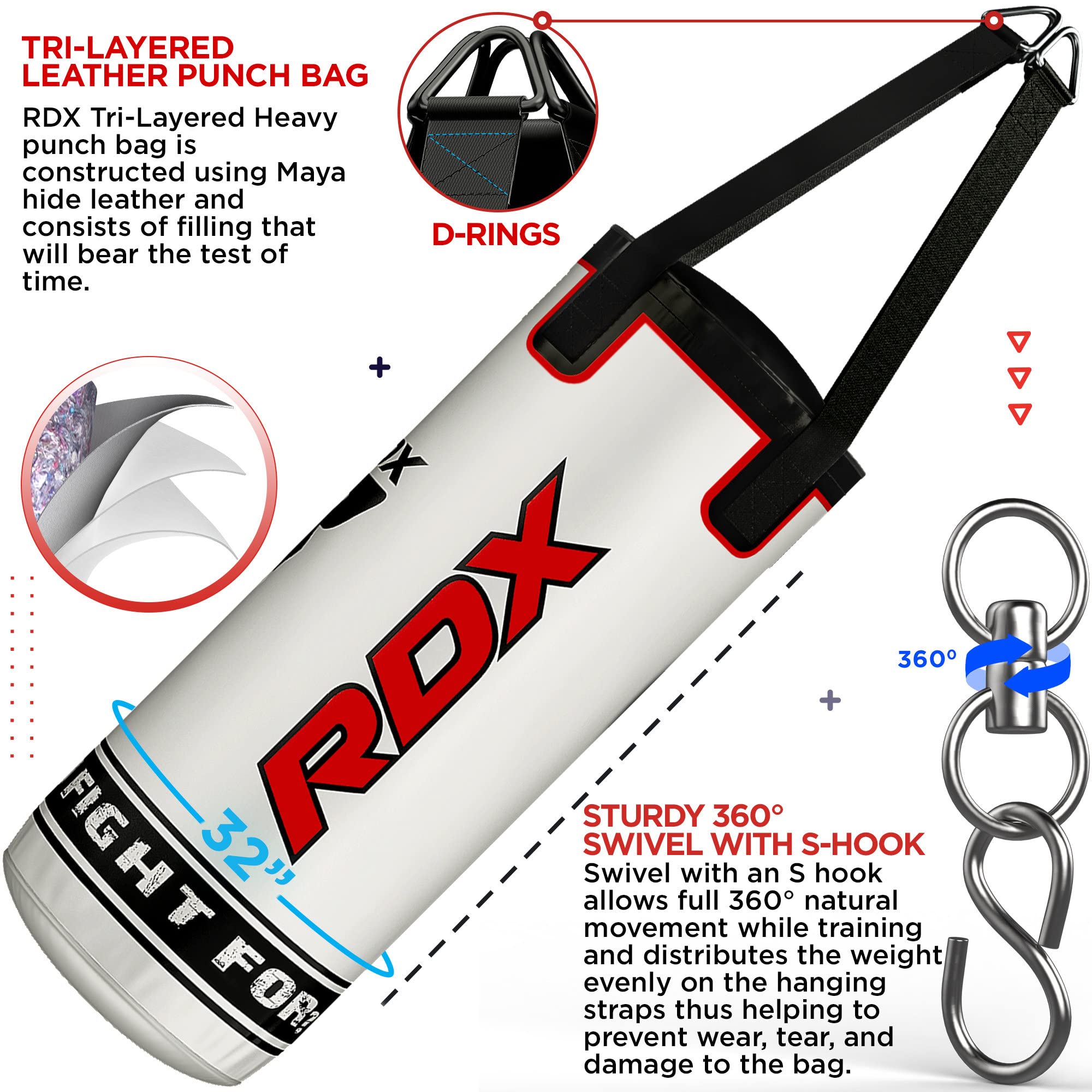 RDX Kids Punching Bag 2FT with Punch Gloves, Heavy Filled Boxing Set, Non Tear Maya Hide Leather Junior Hanging Bag, Kickboxing MMA Grappling Muay Thai Taekwondo Karate BJJ Workout Training