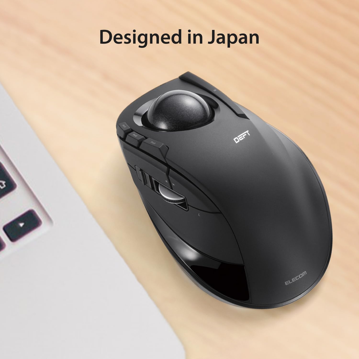 ELECOM DEFT Trackball Mouse, 2.4GHz Wireless, Finger Control, 8-Button Function with Smooth Tracking, Ergonomic Design, Optical Gaming Sensor, Windows11, macOS (M-DT2DRBK)