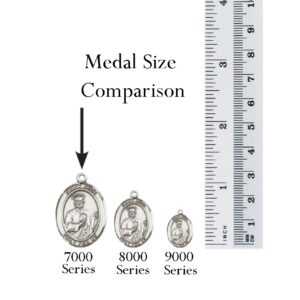 F A Dumont Sterling Silver St. Luke The Apostle Pendant with 24" Stainless Steel Heavy Curb Chain. Patron Saint of Physicians/Painters