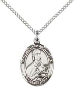 f a dumont sterling silver st. gemma galgani pendant with 18" sterling silver lite curb chain. patron saint of pharmacists