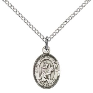 F A Dumont Sterling Silver St. Martin of Tours Pendant with 18" Sterling Silver Lite Curb Chain. Patron Saint of Reformed Alcoholics