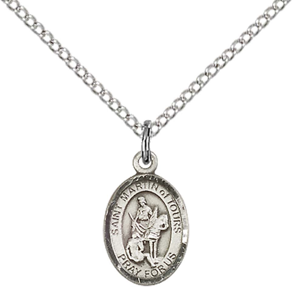 F A Dumont Sterling Silver St. Martin of Tours Pendant with 18" Sterling Silver Lite Curb Chain. Patron Saint of Reformed Alcoholics