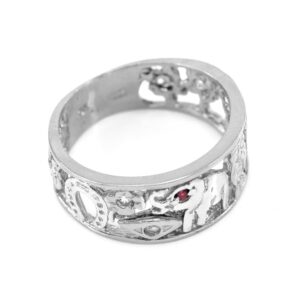 Good Luck Charms 925 Sterling Silver Open Design CZ-Studded Ring (Size 6)