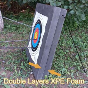 KHAMPA Archery Target for Backyard | 2x2 ft. Deluxe Double Layer Bow Target | includes 2 Paper Targets and Push Pins for Crossbow or Compound Bows