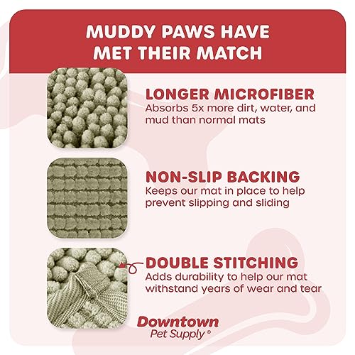 My Doggy Place Microfiber Dog Mat for Muddy Paws, 60" x 36" Oatmeal - Non-Slip, Absorbent and Quick-Drying Dog Paw Cleaning Mat, Washer and Dryer Safe - X-Large/Runner