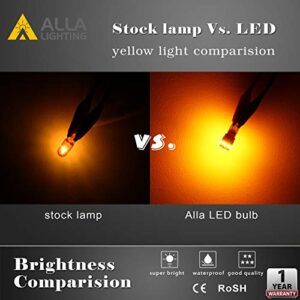 Alla Lighting T10 Wedge 168 194 LED Bulbs, Amber Yellow Super Bright 360° Side Marker Lights, Interior Map, Dome, Trunk Lamps W5W 2825 175, 3014 18-SMD 12V Replacement for Cars, Trucks