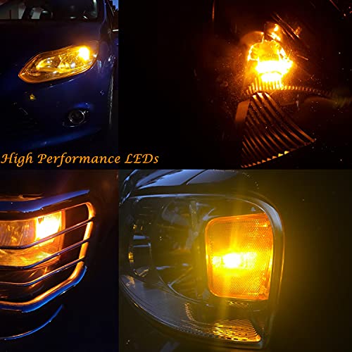 Alla Lighting T10 Wedge 168 194 LED Bulbs, Amber Yellow Super Bright 360° Side Marker Lights, Interior Map, Dome, Trunk Lamps W5W 2825 175, 3014 18-SMD 12V Replacement for Cars, Trucks