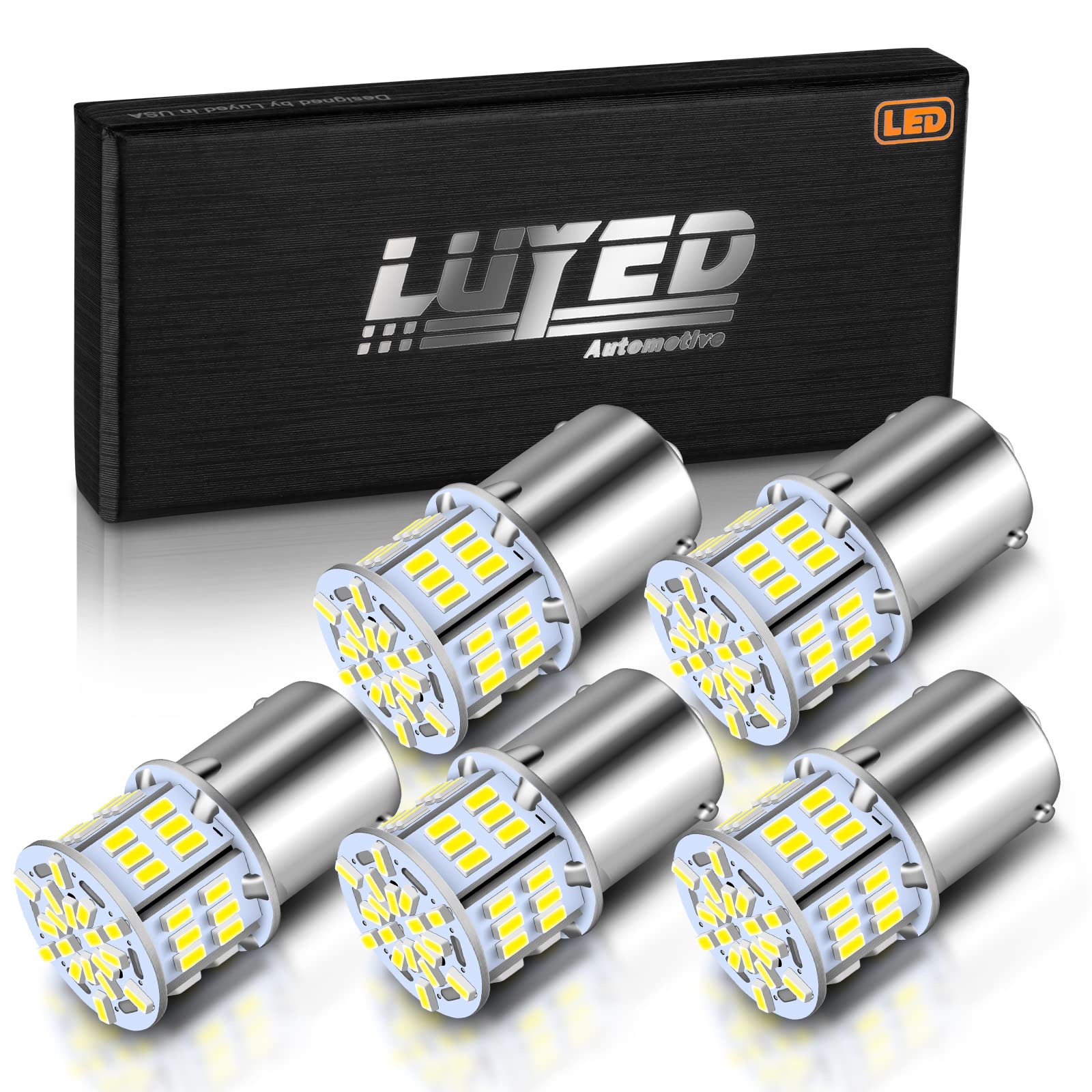 LUYED 1156 LED Bulb New generation 12v Super Bright Low Power ! 650 Lumens 1156 1141 1003 LED Light Bulb for Back Up Reverse Lights Brake Lights Tail Lights Rv lights,White,Pack of 5