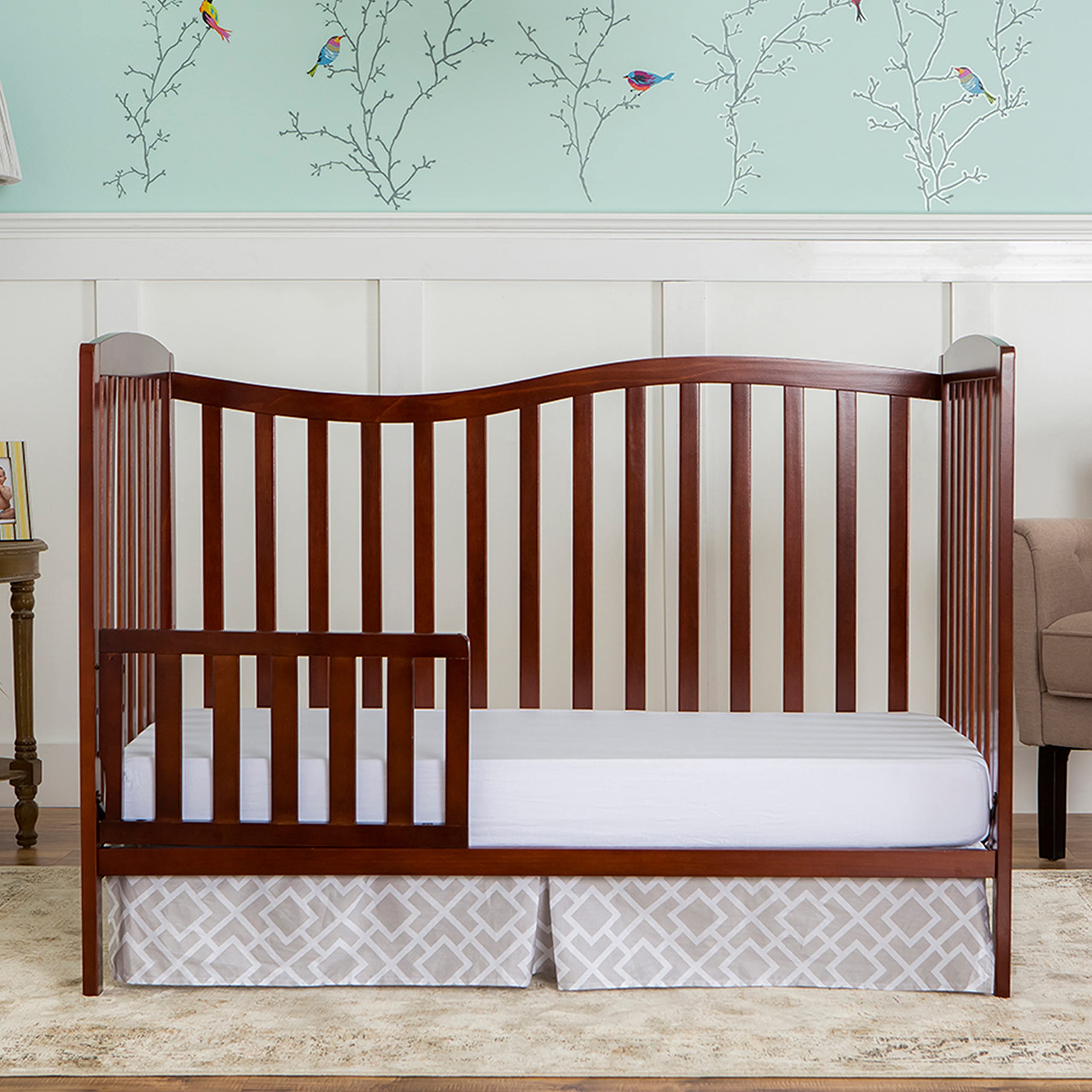 Dream On Me Convertible Crib Toddler Guard Rail in Espresso, Converts Cribs to Toddler Beds, Solid Wood Construction