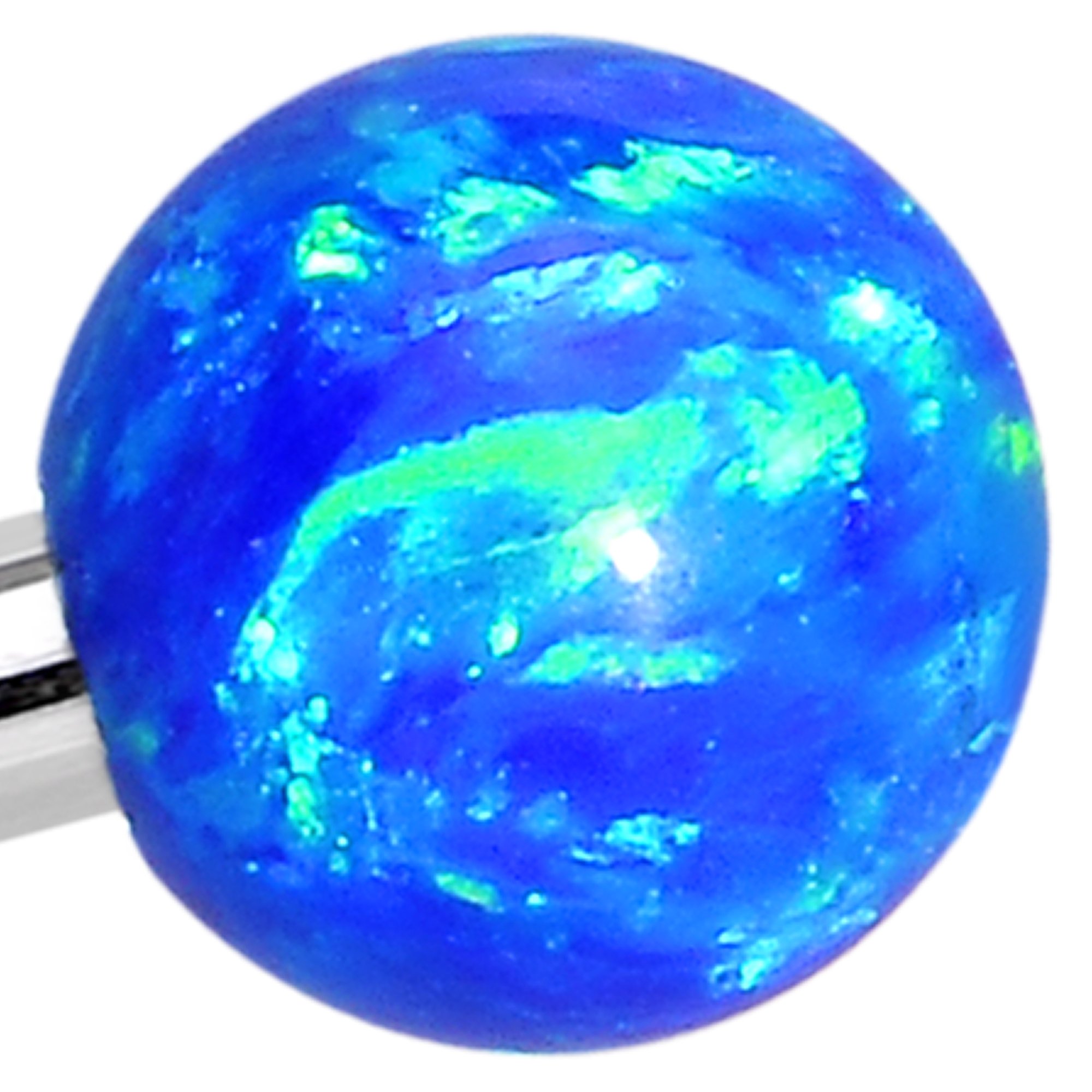 Body Candy Stainless Steel Blue Synthetic Opal Helix Earring Industrial Barbell Body Piercing 14 Gauge 35mm