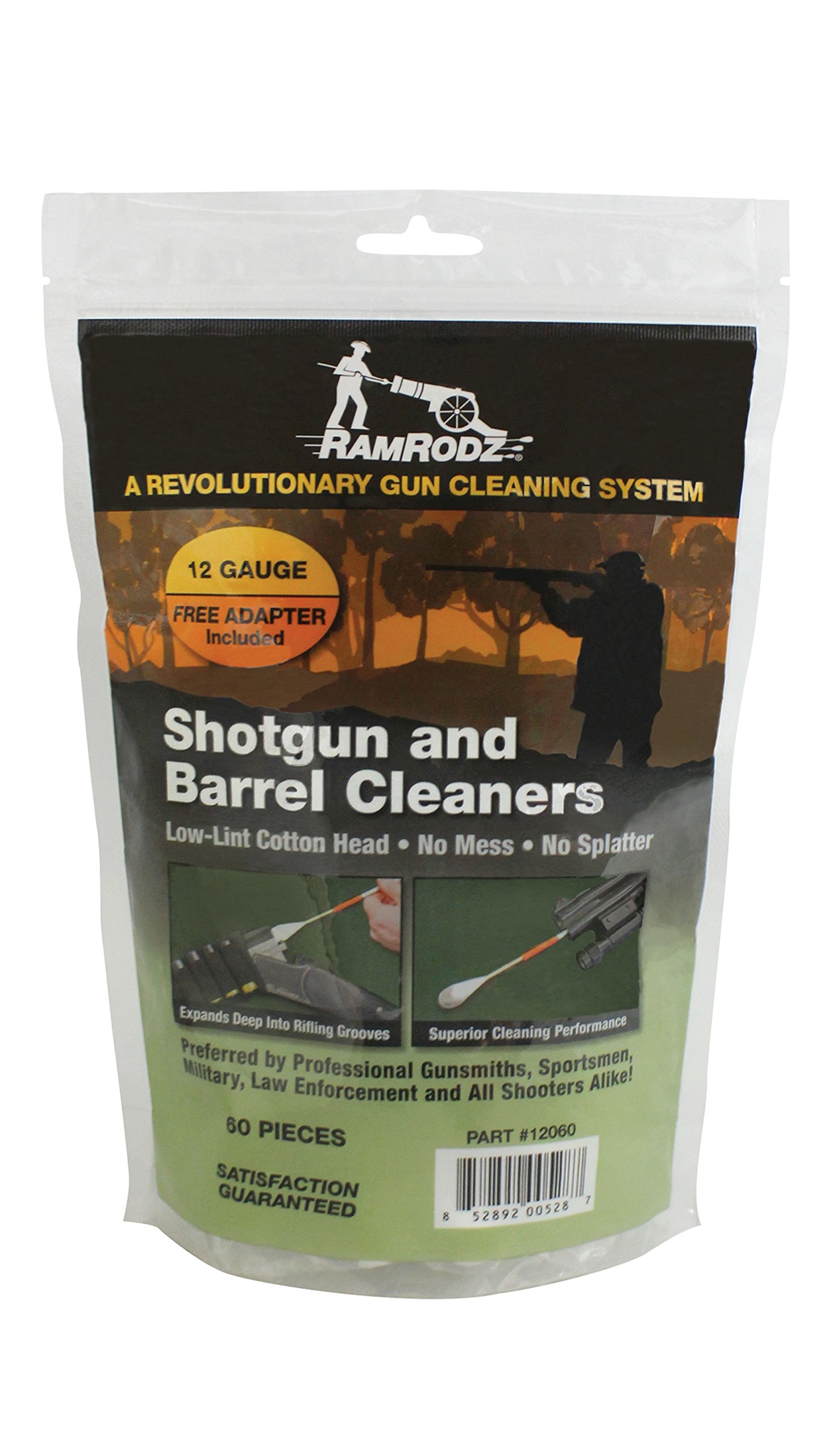 RamRodz 12 Gauge Shotgun and Barrel Cleaners 60Pcs Bag W/Adapter, One Size (12060)