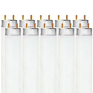 luxrite lr20730 (10-pack) f32t8/841 32-watt 4 ft t8 fluorescent tube light bulb, cool white 4100k, 2800 lumens, g13 medium bi-pin base