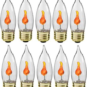 Creative Hobbies® 3 Watt Flicker Flame Light Bulb - Flame Shaped, Flickering Orange Glow for Unique Ambience - E26 Standard Base, Box of 10