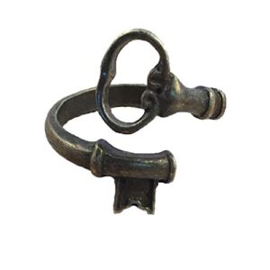 Skeleton Key Ring Antique Bronze Vintage Adjustable Jewelry Wraparound Spoon Ring