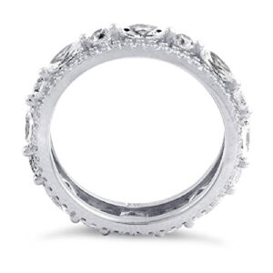 Heartbeat Sterling Silver Simulated Diamond Marquise and Round Eternity Ring (7)