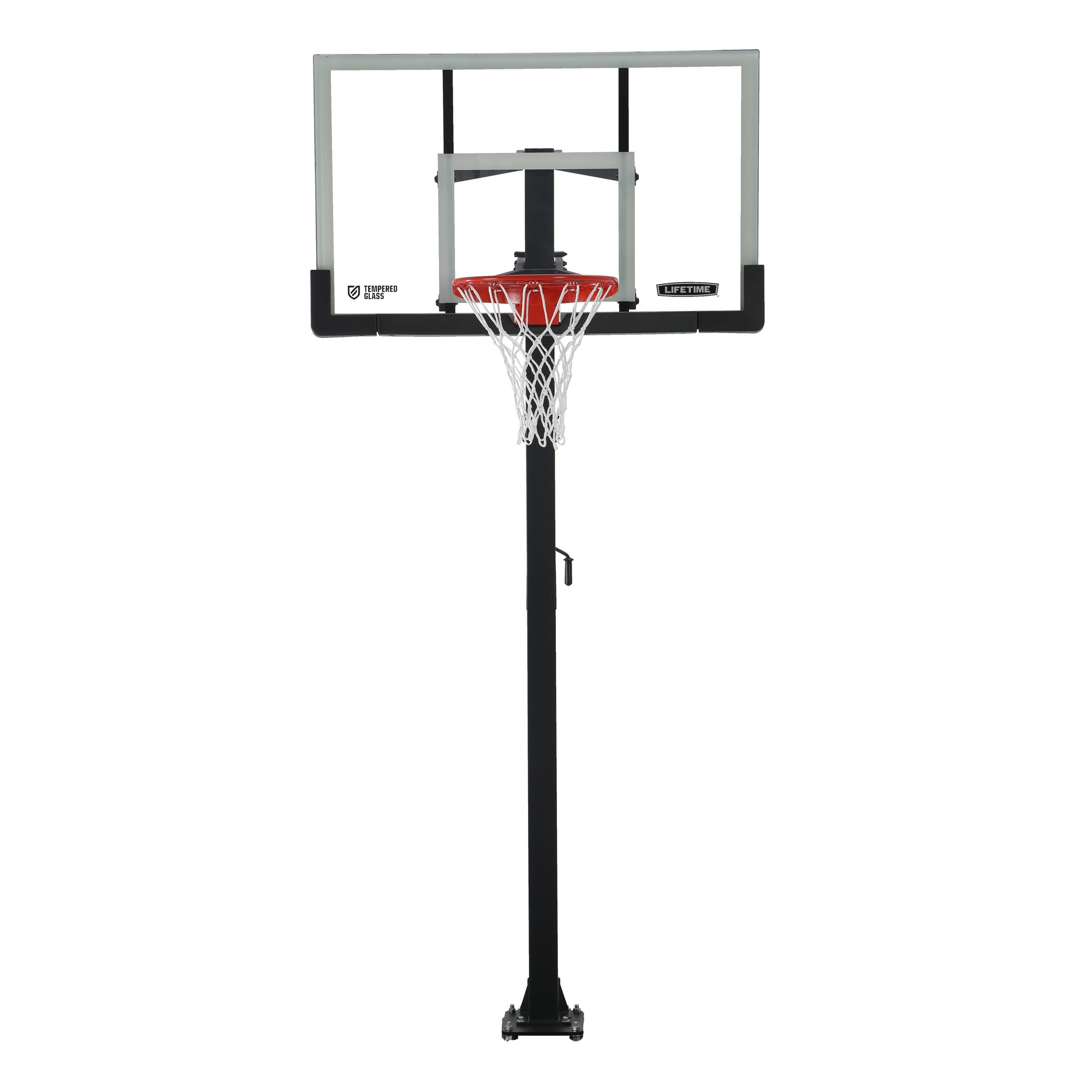 Lifetime Crank Adjust In Ground Tempered Glass Basketball Hoop, 54", Clear