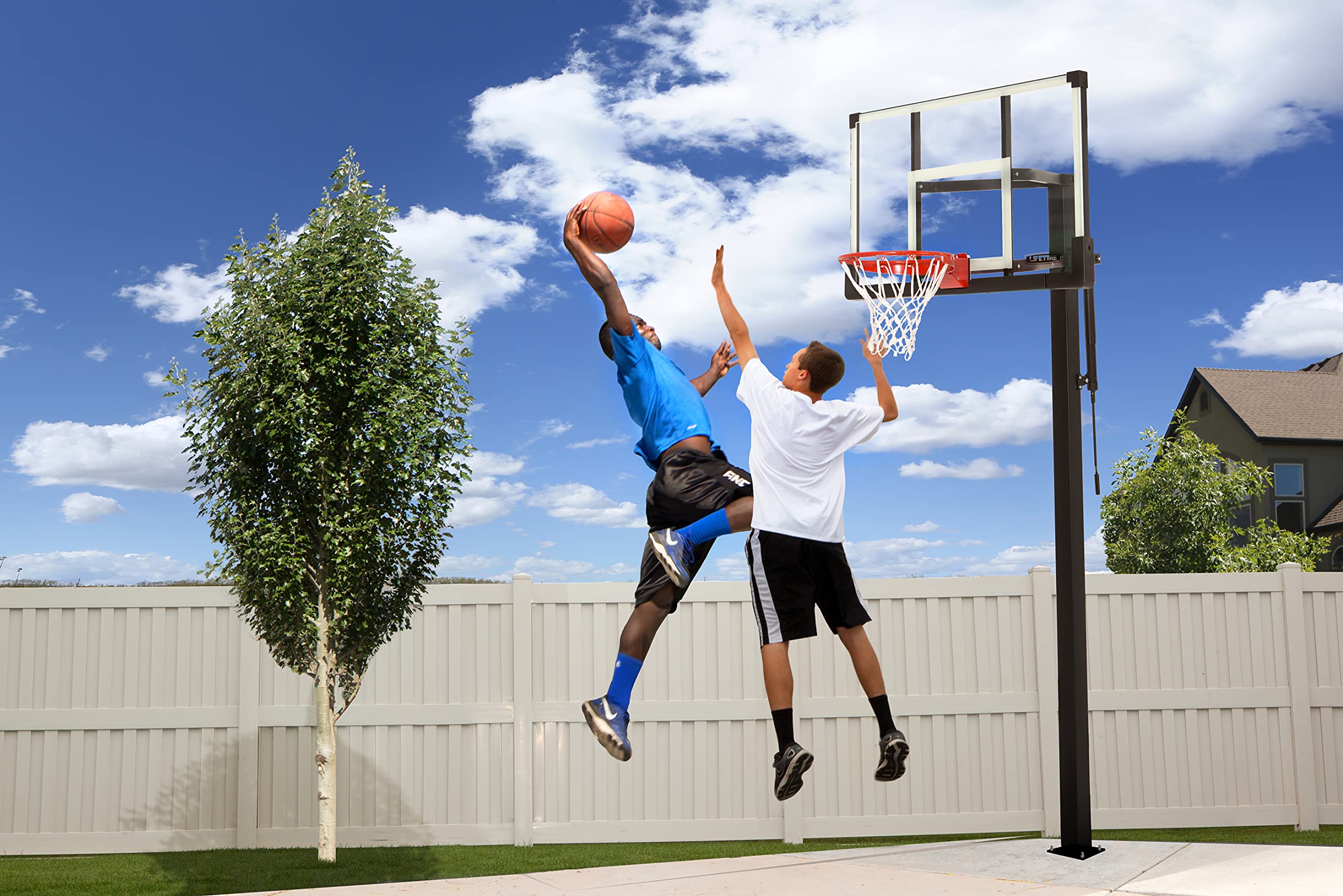 Lifetime Crank Adjust In Ground Tempered Glass Basketball Hoop, 54", Clear