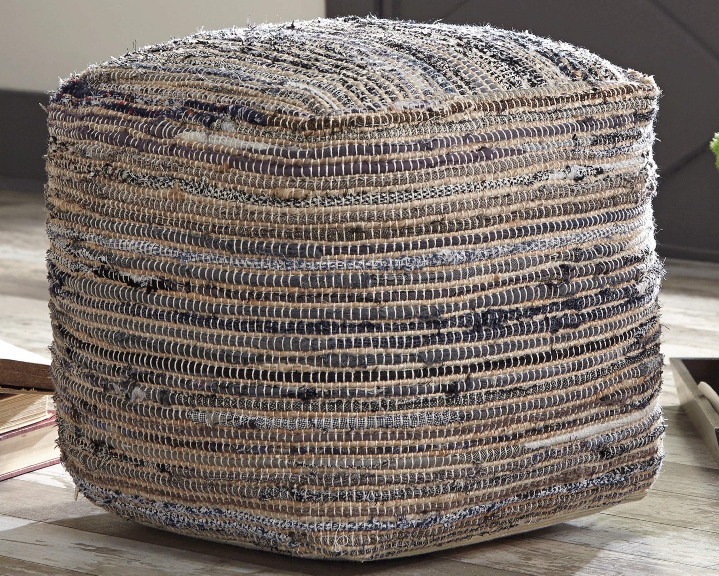 Signature Design by Ashley Absalom Hemp Pouf, 16 x 16 Inches, Multicolored