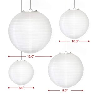 Novelty Place 8 inch White Paper Lanterns (Pack of 10) - Great Chinese/Japanese Home, Party & Wedding Decorations