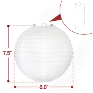 Novelty Place 8 inch White Paper Lanterns (Pack of 10) - Great Chinese/Japanese Home, Party & Wedding Decorations