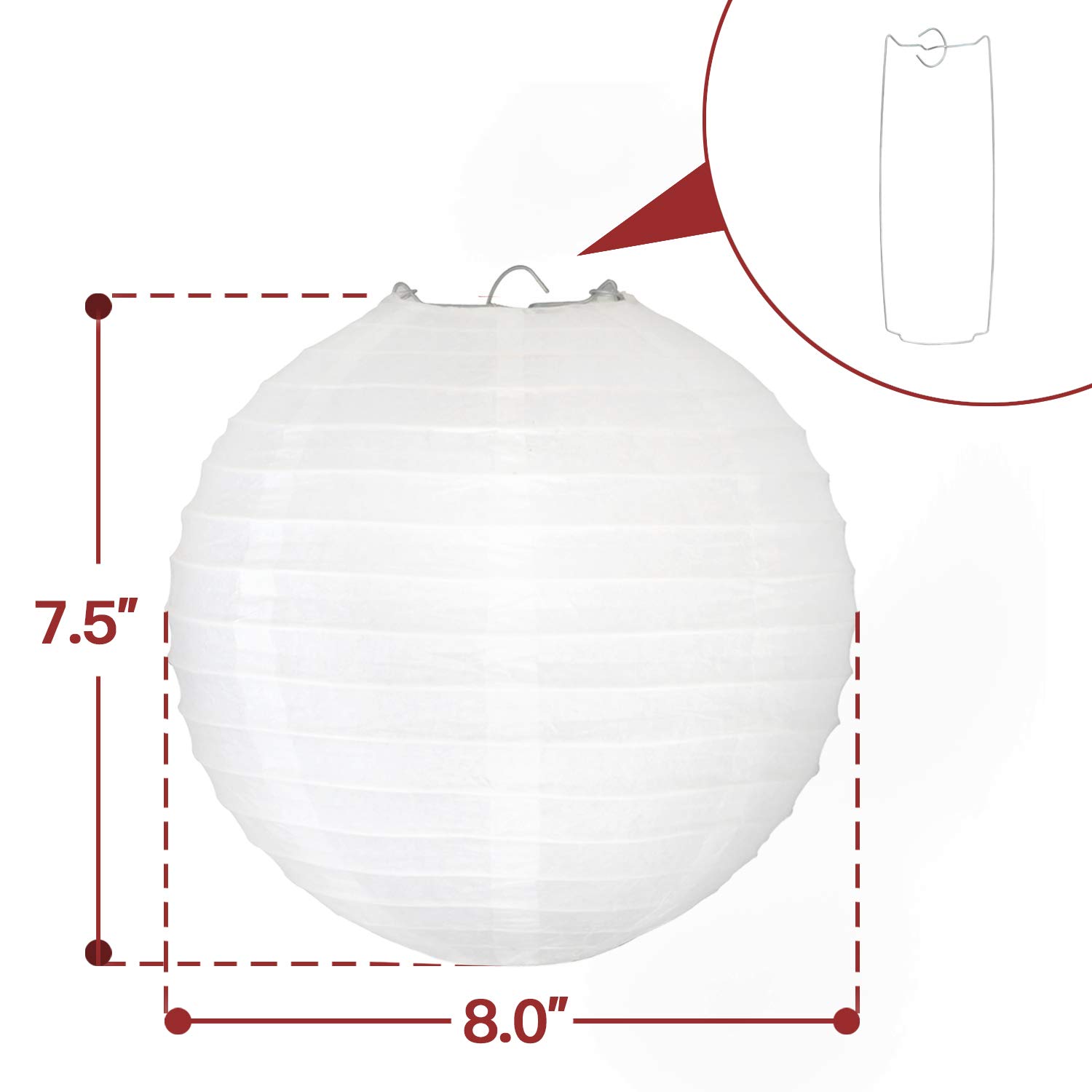 Novelty Place 8 inch White Paper Lanterns (Pack of 10) - Great Chinese/Japanese Home, Party & Wedding Decorations