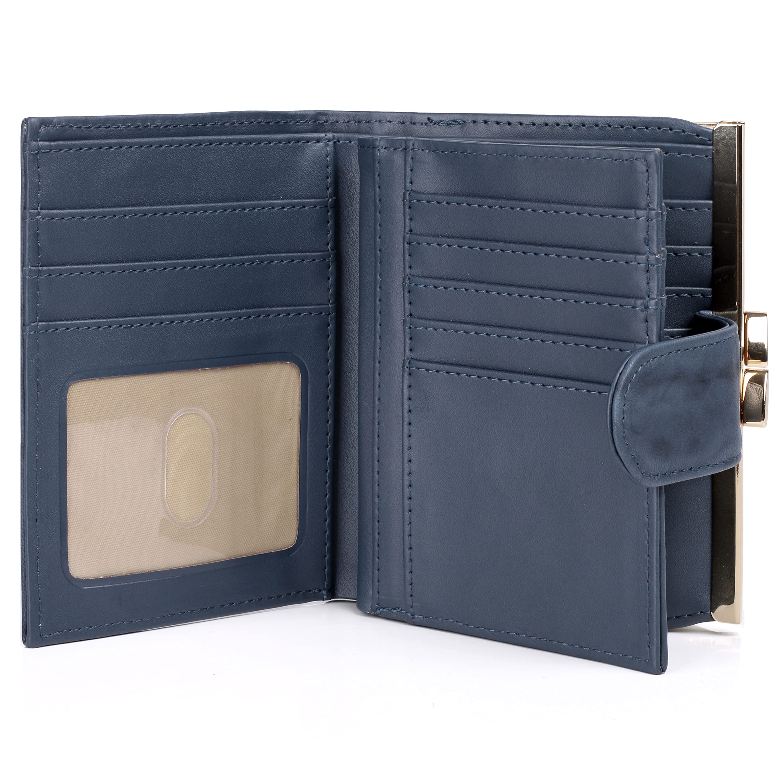 Buxton Heiress Leather Double Cardex Wallet 15 Credit Card Slots (Black-RFID Protected)