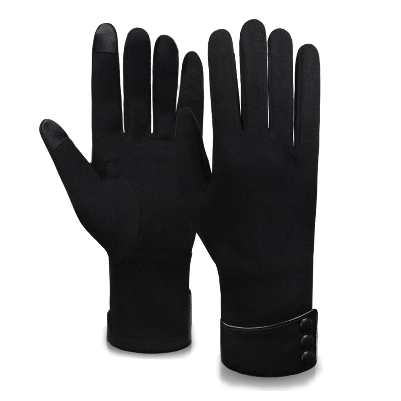 Tomily Womens Touch Screen Phone Fleece Windproof Gloves Winter Warm Wear (Black)