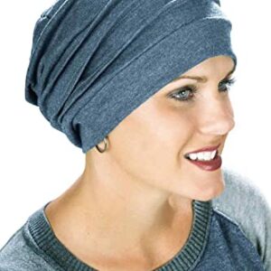 Slouchy Snood Hat - The Original 100% Cotton Slouchy Beanie - Denim