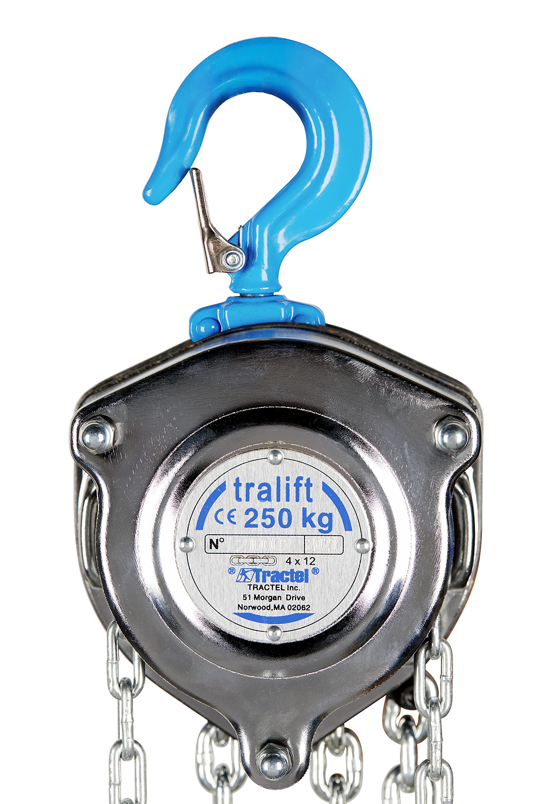 Tractel Manual Chain Hoist | 1/4 Ton - 500 lbs Capacity | 10 ft Steel Chain | Industrial-Grade Steel for Construction, Workshops, Garages | Tralift 56429