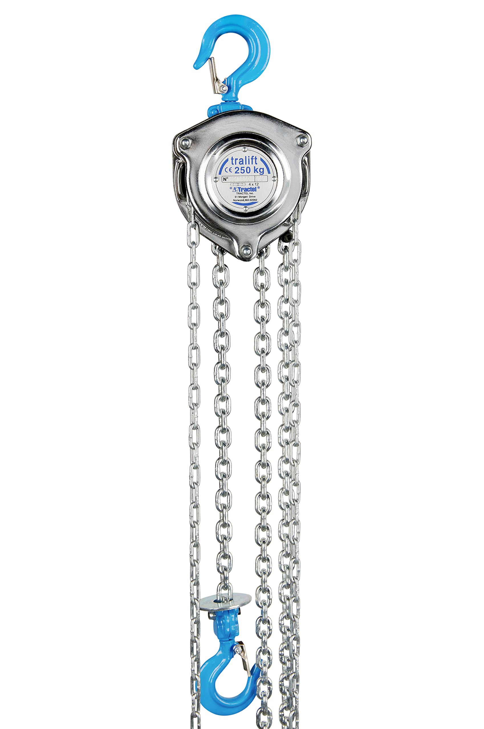 Tractel Manual Chain Hoist | 1/4 Ton - 500 lbs Capacity | 10 ft Steel Chain | Industrial-Grade Steel for Construction, Workshops, Garages | Tralift 56429